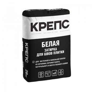 Затирка Крепс, влагостойкая, белая, 20 кг в Екатеринбурге - xn----ttbein.xn--p1ai